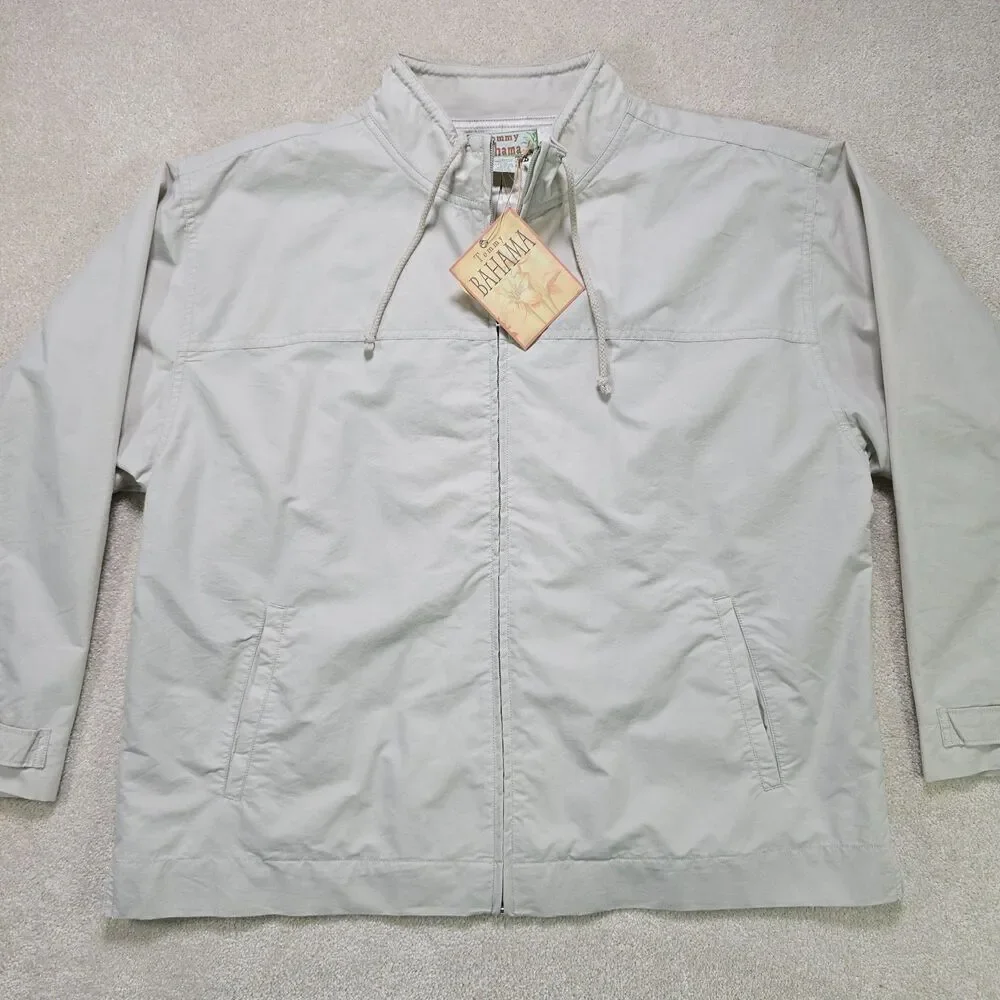 Tommy Bahama Wind Jammin Full Zip Jacket Men's L Tan Rayon Lined NWT